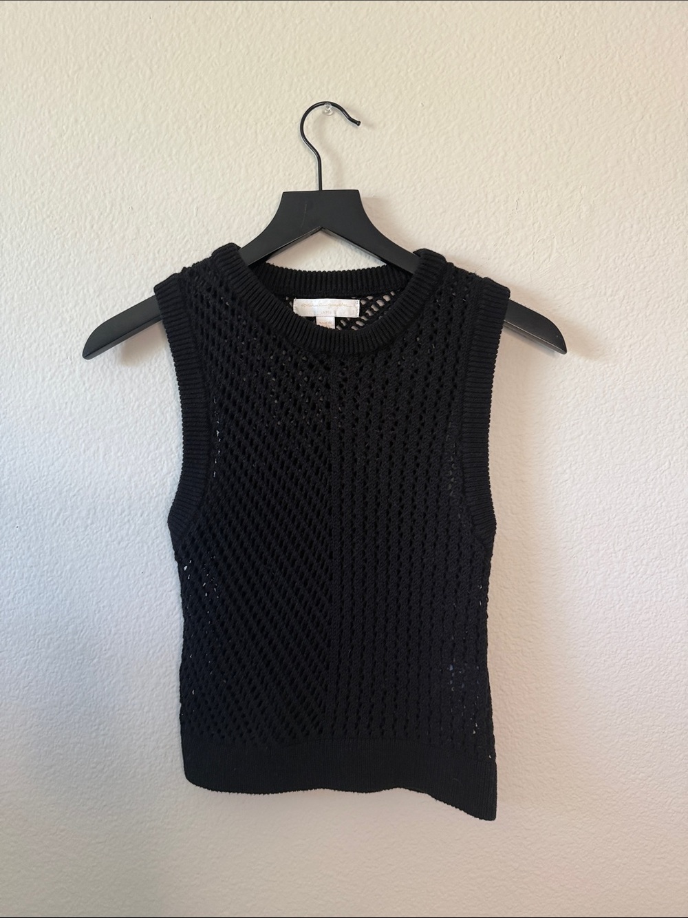 Spiritual Gangster Black Open-Knit Sleeveless Tank
